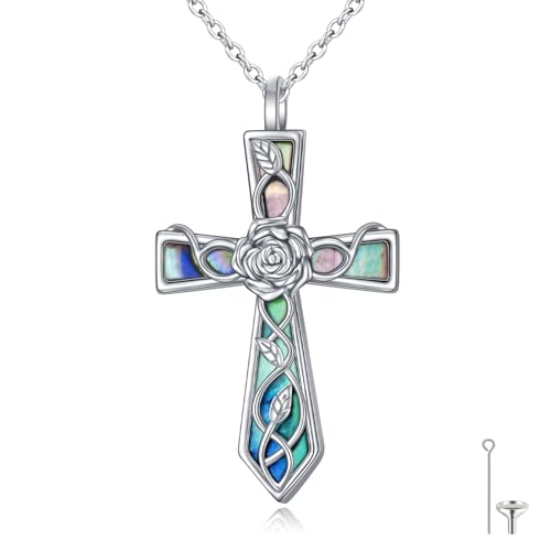 Ashes Necklace 925 Sterling Silver Urn Pendant for Ashes Cremation Keepsake Jewelry for Human Pet Ash Memorial Gift for Women Men - color: Rose