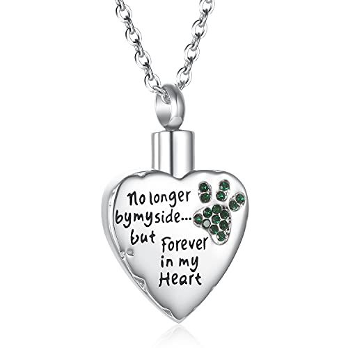 Fashion Pet Cremation Jewelry Stainess Steel Heart Keepsake Ashes Necklace Dog Cat Paw Memorial Urn Pendant - color: Gold
