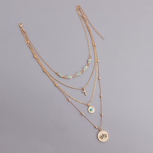 Silver/Gold Plated Angel Wing Pendant Necklace for Women Men | 18K Gold Guardian Angel Wings Feather Necklace Stainless Steel Simple Minimalist Necklaces Birthday Christmas Jewelry Gifts - color: Gold Lotus