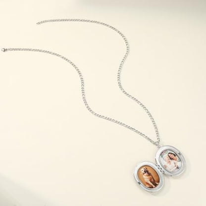 AUNTESIGN Forget-Me-Not and Queen Anne's Lace Pressed Wildflower Necklace | Birth Month Flowers Necklace | Gold/Silver Pressed Flower Jewelry | Mother's Day | Gift For Her - color: Forget-Me-Not Locket Necklace