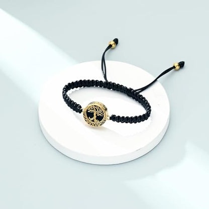 Urn Bracelet for Ashes Tree of Life Cremation Jewelry Adjustable Keepsake Bracelet Memorial Jewelry tainless Steel Ashes Pendant for Women Men - color: gold