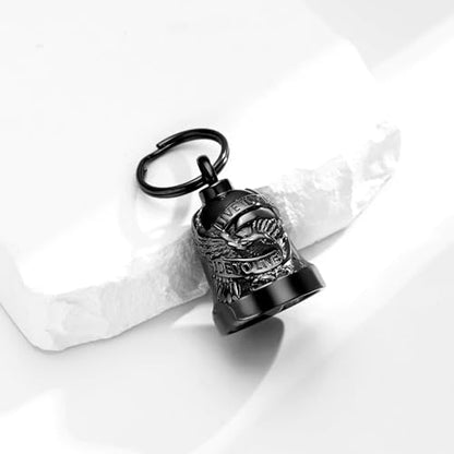 Eagle Love Cremation Keychain Bell Urn Necklaces for Ashes Keepsake Ash Pendant Memorial Urn Keychain Jewelry - color: B-black