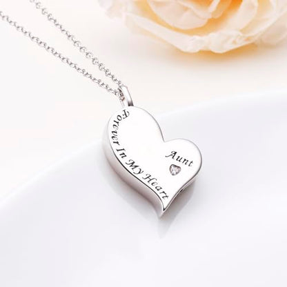 Ladytree 925 Sterling Silver Cremation Urn Necklace for Ashes - style: Aunt