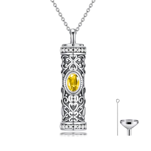Seiyang Urn Necklace for Ashes 925 Sterling Silver Cremation Necklace with Birthstone Memorial Cremation Jewelry for Women Loved One - color: 11 November, style: Style A