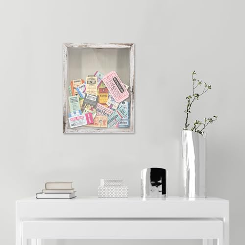 Ticket Shadow Box with Slot , Top Loading Shadow Box Display Case Frame Ready to Hang Memory Box , Pins, Awards, Medals, Wedding and Photos, White, 8x10 - color: White, size: 8*10