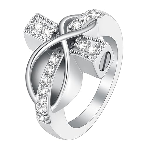Diamond Cross Urn Ring for Ashes for Women Men for Hold Ash - size: 6