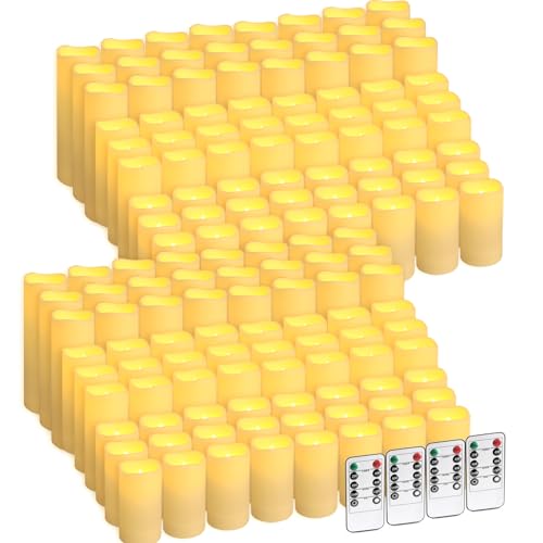 144-Pack LED Flameless Candles with Remote Control - Battery Operated, Timer, Dimmable, 3D Flame Flickering , Perfect for Halloween Christmas Parties,Wedding,Home Decor ,Gift and Special Occasions. - size: 144-Pack