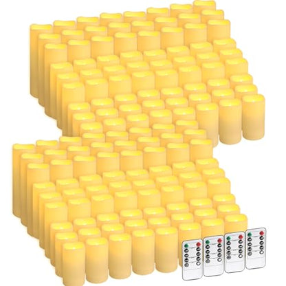 144-Pack LED Flameless Candles with Remote Control - Battery Operated, Timer, Dimmable, 3D Flame Flickering , Perfect for Halloween Christmas Parties,Wedding,Home Decor ,Gift and Special Occasions. - size: 144-Pack