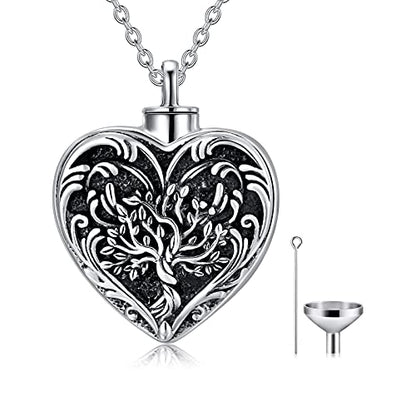 SOULMEET Cremation Jewelry for Ashes, Sterling Silver Urn Necklace for Ashes Women Men, Cherish Memories Cremation Jewelry to Keep Someone Near to You - color: D-Oxidation black Tree