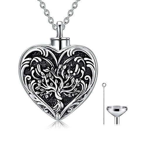 SOULMEET Cremation Jewelry for Ashes, Sterling Silver Urn Necklace for Ashes Women Men, Cherish Memories Cremation Jewelry to Keep Someone Near to You - color: D-Oxidation black Tree