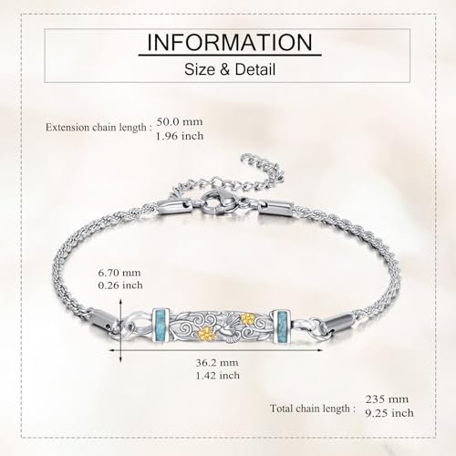 Urn Bracelet For Ashes 925 Sterling Silver Abalone Shell Cremation Keepsake Pendant Locket Bracelet For Women Men - style: Hummingbird