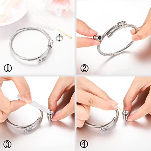 Abooxiu Stainless Steel Ash Bracelet for Men & Women - Memorial Ashes Holder, Filling at Both Ends - color: Silver