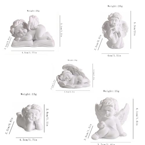 Guardian Angel Gifts - Set of 6 White Resin Memorial Angel Figures