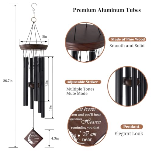 Memorial Wind Chimes for Outside, Sympathy Gift for Loss of Loved One - size: Feathers