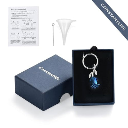constantlife Rose Flower Urn Keychain Cremation Jewelry for Ashes, Stainless Steel Memorial Pendant Gift Funeral Keepsake - color: Customize