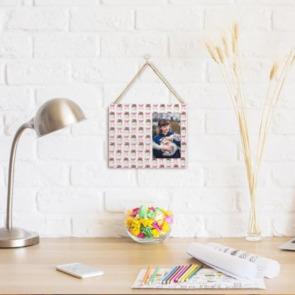 Coquette Pink Bow Cat Girl Picture Frame 4x6,Cat Lovers Mom Lady Gifts for Women Girls Preppy Girly Cute Kitten Wall and Tabletop Display Picture Photo Frames for Girls Room Dorm Apartment - color: Pink Bow Cat