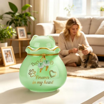 SOITIS Custom Small Pet Urns for Cats Dog 3.54” Urns for Ashes Ceramic Urn - color: Cyan Paw-custom