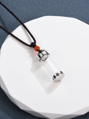 Zysta Cremation Urn Necklace for Ashes Stainless Steel Lucky Clouds Glass Cylinder Urn Necklace Openable Vial Tube Container Memorial Locket Pendant Keepsake Jewelry for Human Pet Ashes