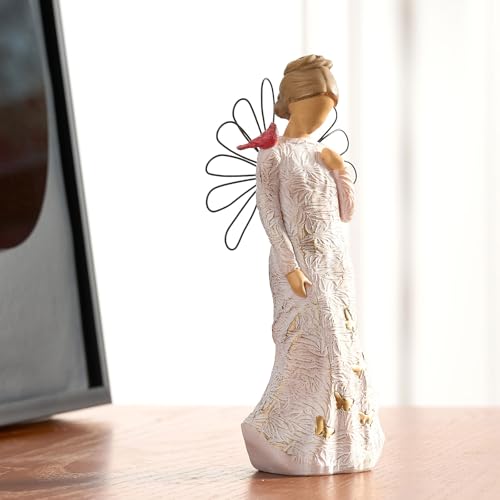 Sympathy Angel Figurines for Loss of Loved Ones Angel Statues | Home Decor Serenity Prayer Gifts for Women Resin Sculpted Hand-Painted Figure Bereavement Gift Praying Hands Statue - style: Sympathy Angle( Cardinal Style)