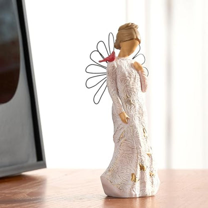 Sympathy Angel Figurines for Loss of Loved Ones Angel Statues | Home Decor Serenity Prayer Gifts for Women Resin Sculpted Hand-Painted Figure Bereavement Gift Praying Hands Statue - style: Sympathy Angle( Cardinal Style)
