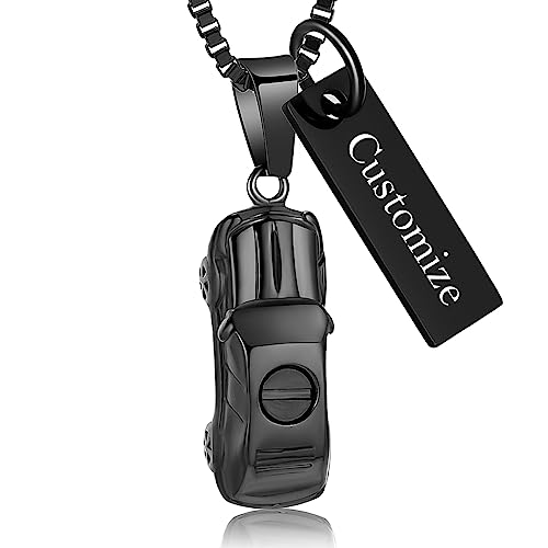 XSMZB Mini Car Cremation Jewelry Memorial Urn Necklace for Ashes Stainless Steel Pendant Human Pet Ashes Holder Keepsake Gift for Men Women - color: Customize