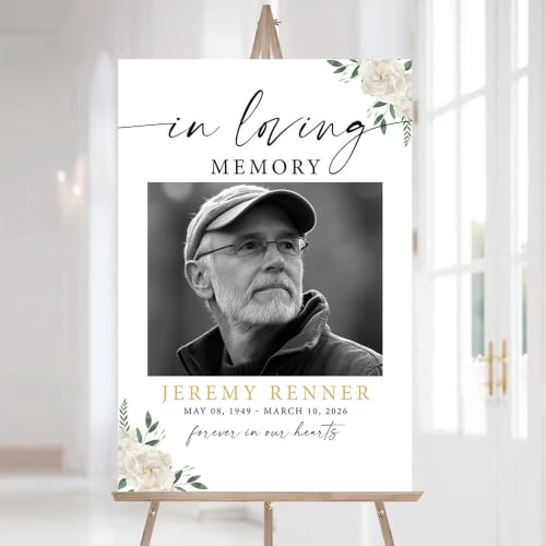 Personalized Funeral Welcome Sign with Photo for Celebration of Life #6 | Elegant Celebration Tribute Canvas Display, Celebration Tribute Board, Forever In Our Hearts Keepsake for Loved Ones - color: Version #6