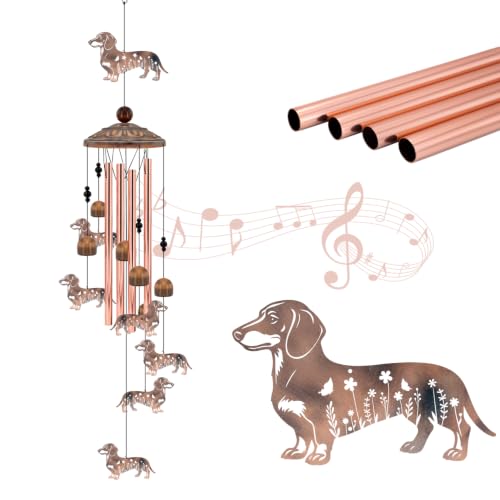Dachshund Wind Chimes for Outside Dog Wind Chimes Wind Chimes Outdoors | Dachshund Wind Chime Dog Gifts for Women Mom Dog Lovers Memorial Birthday Gift Garden Patio Porch Yard Home - size: 35''-Dachshund