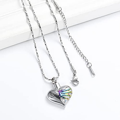 Imrsanl Heart Cremation Urn Necklace Pendant for Human Ashes - A Piece of My Heart Lives in Heaven Memorial Keepsakes Cremation Jewelry - color: Colorful