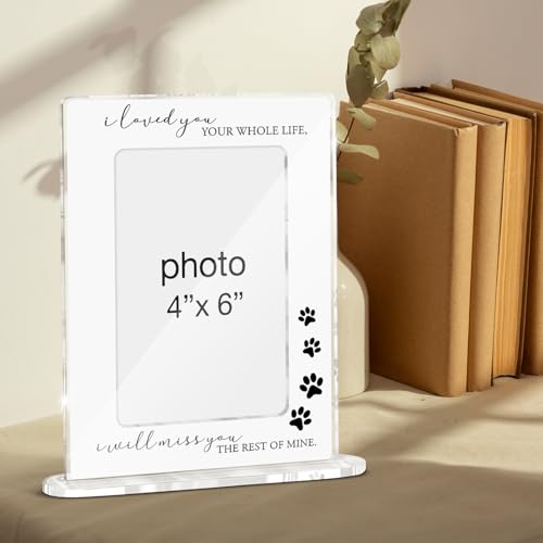 Memorial Pet Loss Picture Frame, Sympathy Bereavement Gifts for Loss of Cat Dog, in Memory of Pet Dog Cat Acrylic Picture Frames 4 x 6 Inch Photo - color: Bereavement Loss Pet