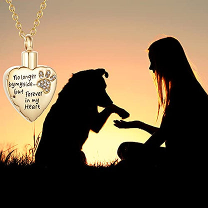 Fashion Pet Cremation Jewelry Stainess Steel Heart Keepsake Ashes Necklace Dog Cat Paw Memorial Urn Pendant - color: G-White