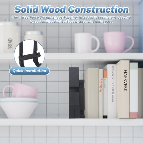 DEBETOOL 8.8 Inch Wooden Plate Stand, Solid Wood Tabletop Picture Holder