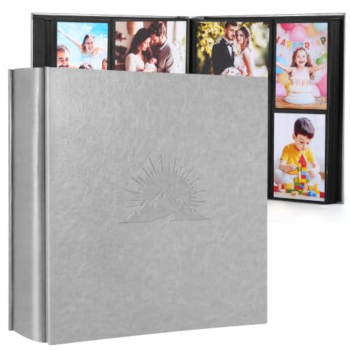 DazSpirit 4x6 Photo Album, 1000 Pockets, Leather Cover with Slip-In Pages - color: Grey, size: 1000 Pockets