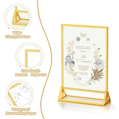 PPH-Sisy 4x6 Acrylic Sign Holder, 6 Pack Gold Picture Frame Double-Sided Clear Acrylic Sign Holder Flyer Menu Holder, Wedding Table Number Stands, Photo Frames for Office Home Event - color: Gold, size: 4x6-6 Pack