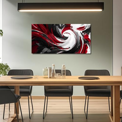 JuhaiArt Black Wall Art Abstract Wall Painting for Living Room - color: Red, size: 48"L x 24"W