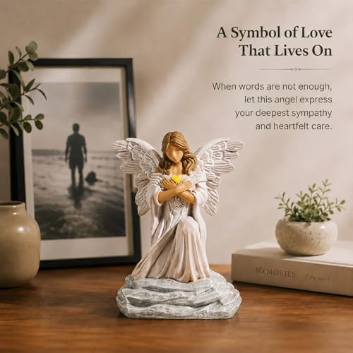 Memorial Angel Figurine Bereavement Gifts for Loss Guardian Angel Statue 6.1 Inch Sympathy Angel Figurine Grief Gifts Women Remembrance Decor Religious Home Decoration