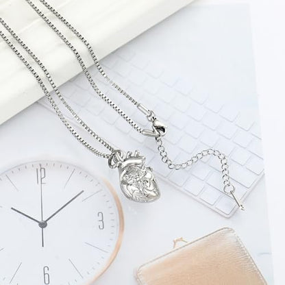 XSMZB Heart Cremation Jewelry Ashes Pendant for Human Pet Funeral Urn Necklace for Ashes Women Men Memorial Urn Jewelry - color: Silver