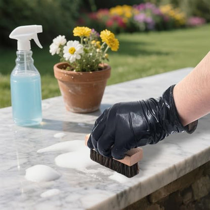 9Pcs Headstone Cleaning Kit Grave Cleaner for Granite & Stone with Microfiber Towel Bristle Crevice Brush Scrub Brush Sponge Gloves & Plastic Scraper Memorial Tombstone Care Set