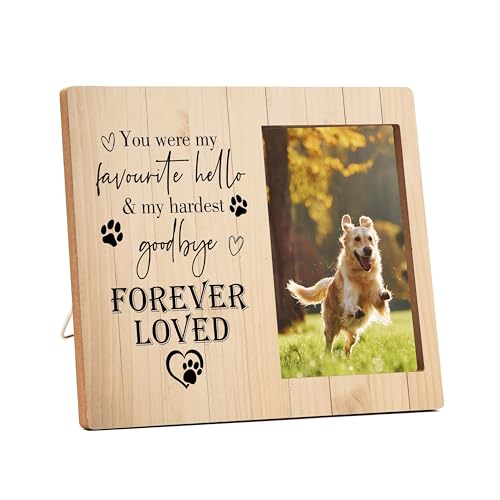 Dog Memorial Picture Frame, In Loving Memory Wood Photo Frame, Sympathy Gifts Bereavement Gifts for Loss of Dog, You Were My Favorite Hello And My Hardest Goodbye Frame, Pet Remembrance Gifts -c04 - style: Dog Memorial 4