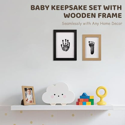 4 Park Baby Footprint Kit with 2 Wooden Frame, No Mess Inkless Hand and Footprint Kit, Clean-Touch Ink Pads for Fingerprint Stamps, Paw Print Kit for Dogs Cats, Baby Shower Gifts Keepsake for New Mom - size: M-4park