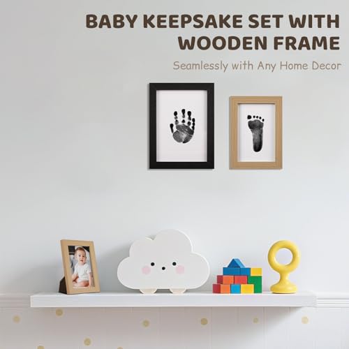 4 Park Baby Footprint Kit with 2 Wooden Frame, No Mess Inkless Hand and Footprint Kit, Clean-Touch Ink Pads for Fingerprint Stamps, Paw Print Kit for Dogs Cats, Baby Shower Gifts Keepsake for New Mom - size: S-4park