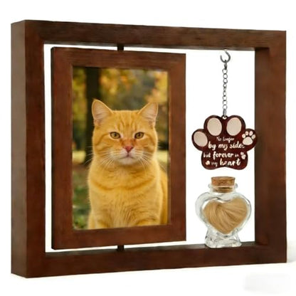Dog picture frame, Memorial Gifts ,Loss of Cat Dogs Memorial Picture Frame - Rotating Wooden Frame for 4x6 Photo And Hair Jar,Keepsake Remembrance Sympathy Gift for Loss of Dog ,Sympathy Gift for Pet Bereavement