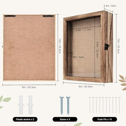8×10 Shadow Box Frame, Linen Back, Glass Door, Hinge Display Case - color: Carbonized, size: 8×10