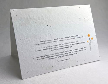Of The Earth Handmade Paper - Plantable Wildflower Seed Folding Card - Sympathy Designs - 5" x 7" - Set of 3 - w/Recycled Envelopes (Yellow Floral) - color: Yellow Floral