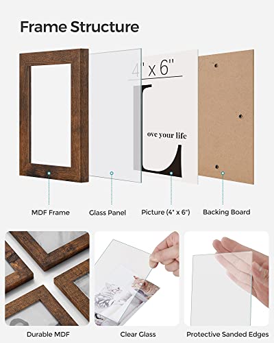 SONGMICS 12-Pack 4 x 6 Collage Picture Frames with Glass Front - color: Rustic Brown, size: 12 Pack