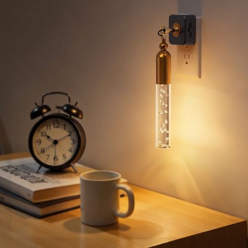 L LOHAS LED Night Lights Plug into Wall, 0-100LM Dimmable Night Light | Rotating Night Lights with Light Sensor, 3000K Soft Light, LED Acrylic Bubble Nightlight Plug in for Bathroom Hallway, 1 Pack - color: Bubble-3000K, size: 1 Pack