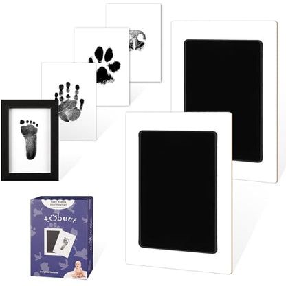 2 Park Baby Footprint Kit with 1 Wooden Frame, No Mess Inkless Hand and Footprint Kit, Clean-Touch Ink Pads for Fingerprint Stamps, Paw Print Kit for Dogs Cats, Baby Shower Gifts Keepsake for New Mom - size: S-2park