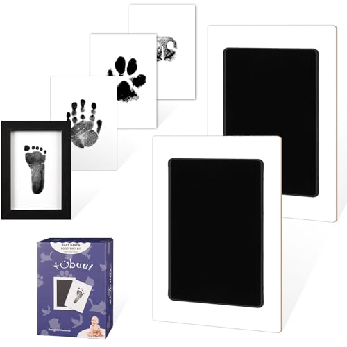 2 Park Baby Footprint Kit with 1 Wooden Frame, No Mess Inkless Hand and Footprint Kit, Clean-Touch Ink Pads for Fingerprint Stamps, Paw Print Kit for Dogs Cats, Baby Shower Gifts Keepsake for New Mom - size: S-2park