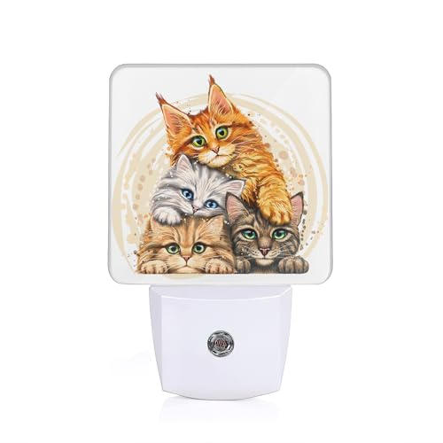 Cute Cats Night Light,Plug in Night Light, Dusk to Dawn Sensor Nightlights for Stairway/Hallway/Kitchen/Bedroom/Bathroom 0.5W - color: Cute Cat