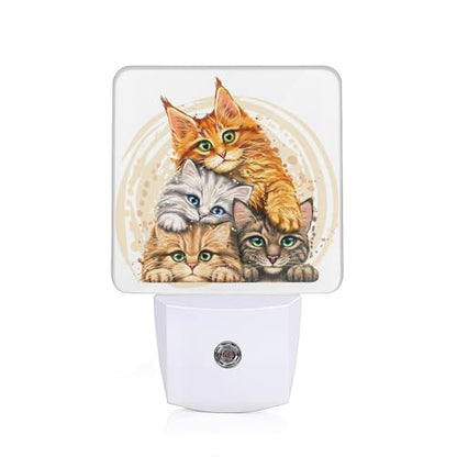 Cute Cats Night Light,Plug in Night Light, Dusk to Dawn Sensor Nightlights for Stairway/Hallway/Kitchen/Bedroom/Bathroom 0.5W - color: Cute Cat