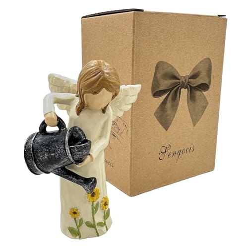 Garden Angel Statue - Hand-Carved Resin Figurine with Watering Can, Small Collectible Decor for Gardeners, Mothers, Teachers - Perfect Birthday/Thank You/Moving Gift - color: White